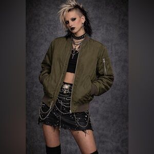 Green alt punk Bomber Jacket